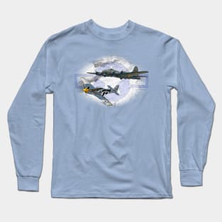 P-51 Mustang flying escort for B17 Long Sleeve T-Shirt